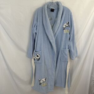 Vintage Nick & Nora Counting SHEEP Bathrobe Size S/M Blue Tie Waist Embroidered